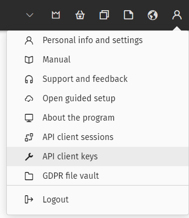 API Keys in Procountor Menu