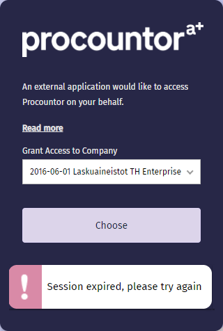API Key login session expired